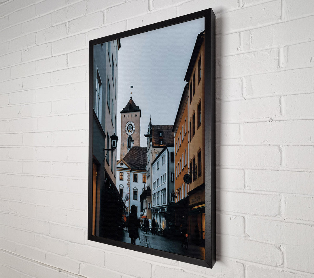  A Canvas Print of Grey Town Clock Tower Canvas Wall Art