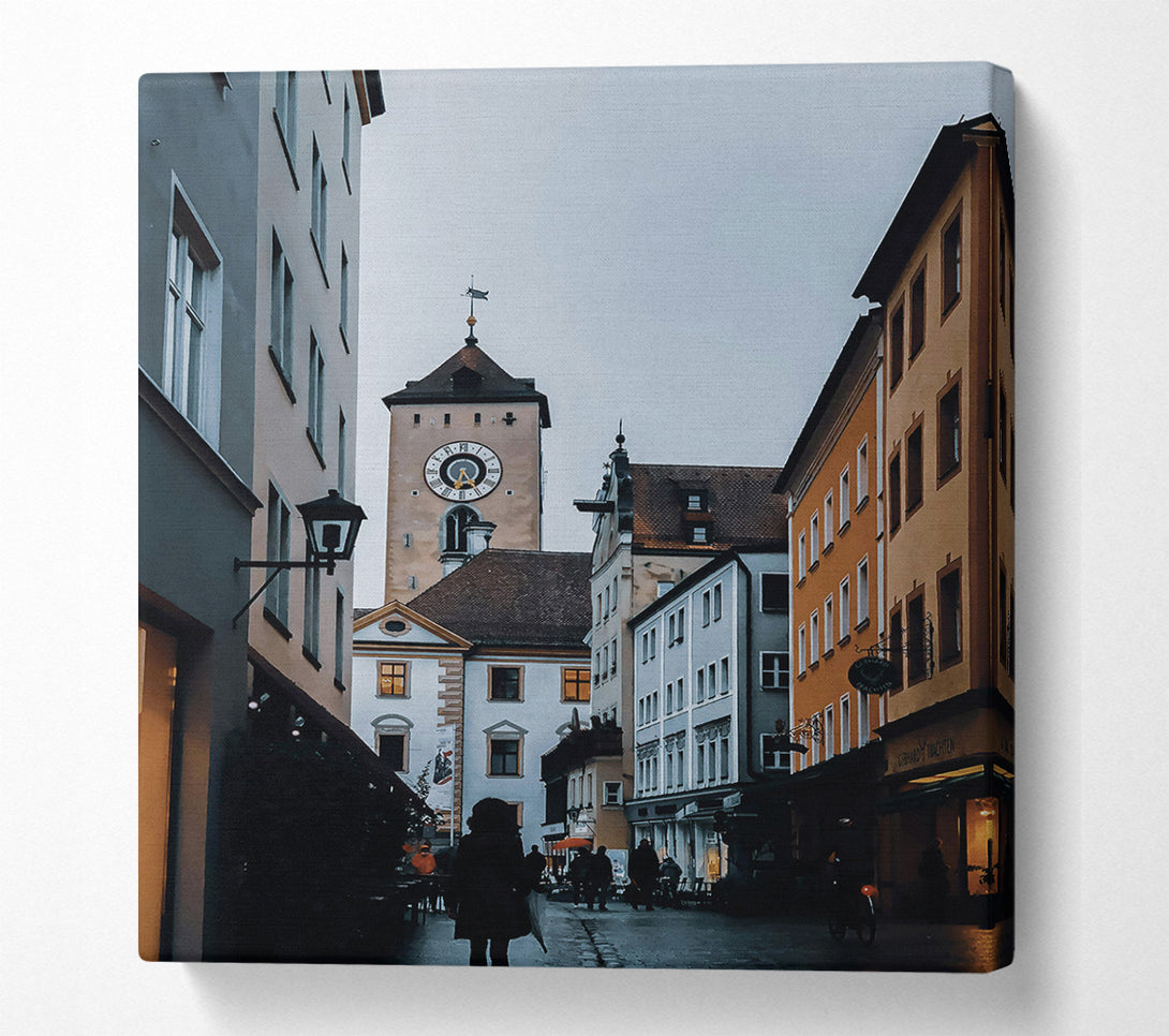 A Canvas Print of Grey Town Clock Tower Canvas Wall Art