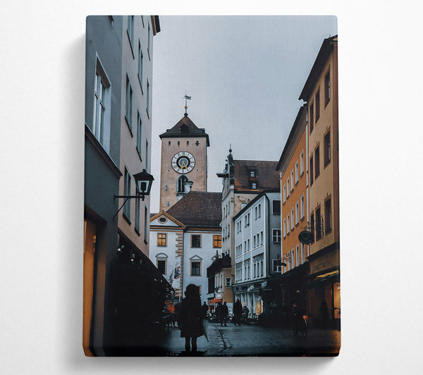  A Canvas Print of Grey Town Clock Tower Canvas Wall Art