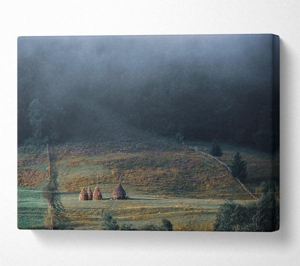  A Canvas Print of Green Haystacks In Mist Canvas Wall Art