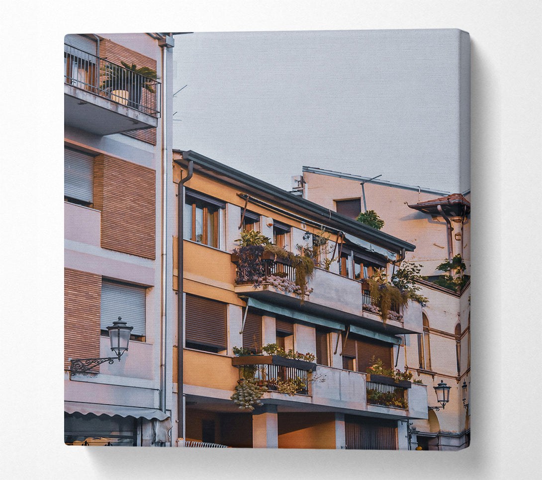  A Canvas Print of Golden Italian Balconies Canvas Art