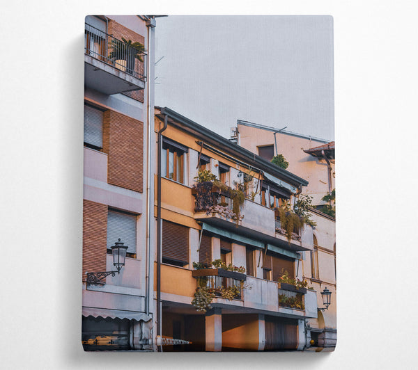 A Canvas Print of Golden Italian Balconies Canvas Art