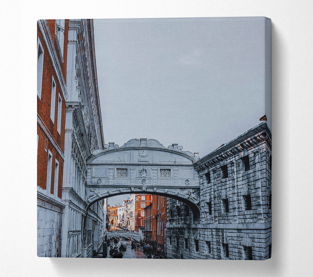  A Canvas Print of Venetian Bridge In Orange Canvas Print