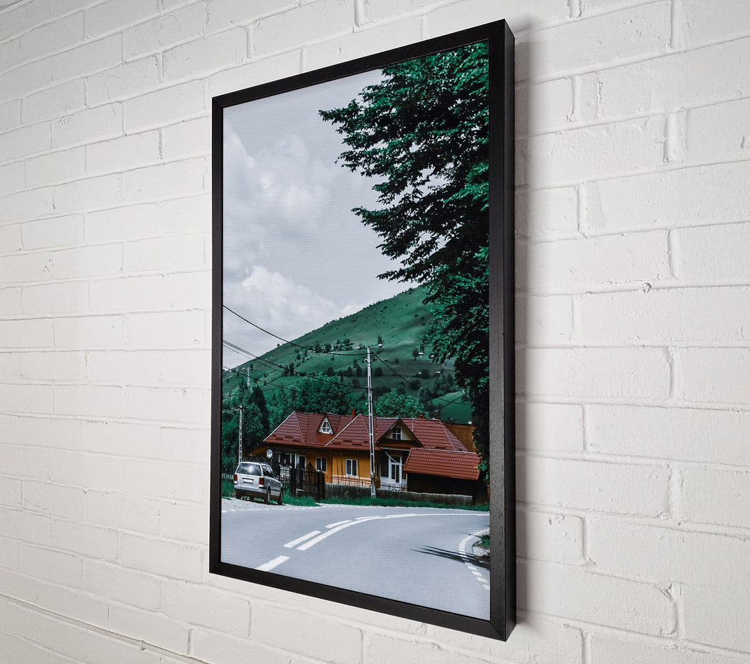  A Canvas Print of Green Hills And Red Roofs Canvas Art