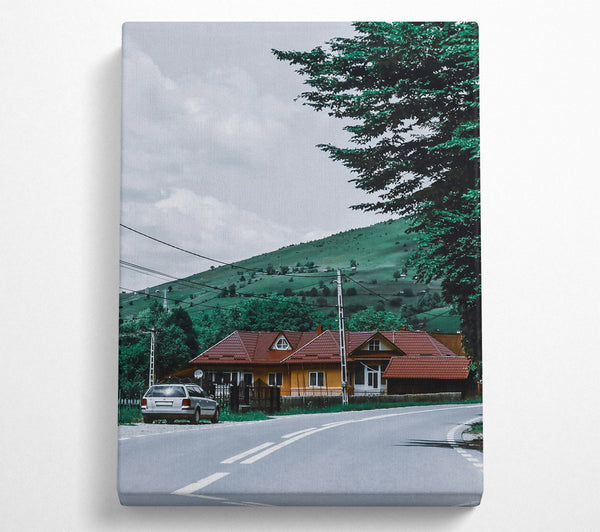  A Canvas Print of Green Hills And Red Roofs Canvas Art