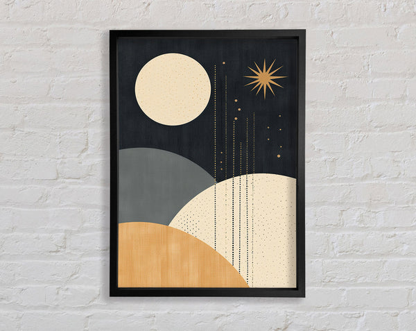 Moon And Stars Bohemian Shapes Framed Print