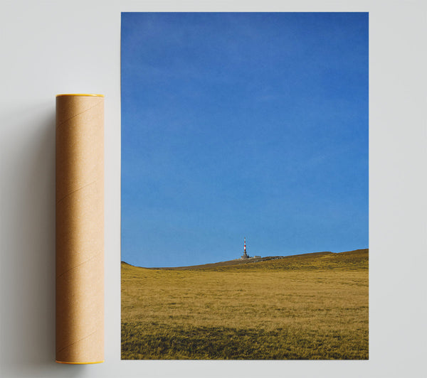 Blue Sky Over Gold Grass Poster