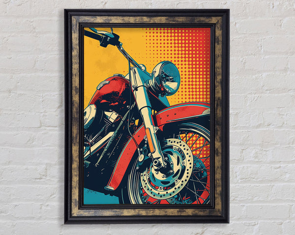 Motocycle Halftone Framed Print