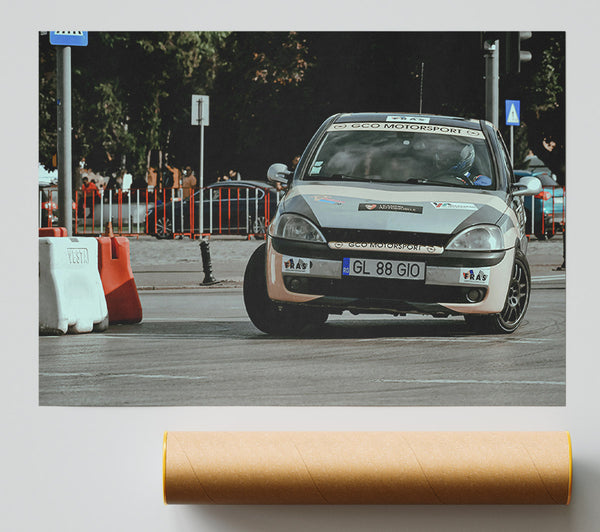 Silver Rally Car Print