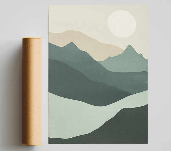 Mountain And Sun Landscape Poster