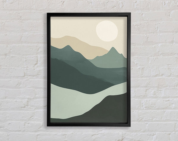 Mountain And Sun Landscape Framed Print