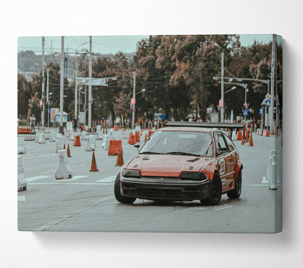  A Canvas Print of Red Car On Track Canvas Print
