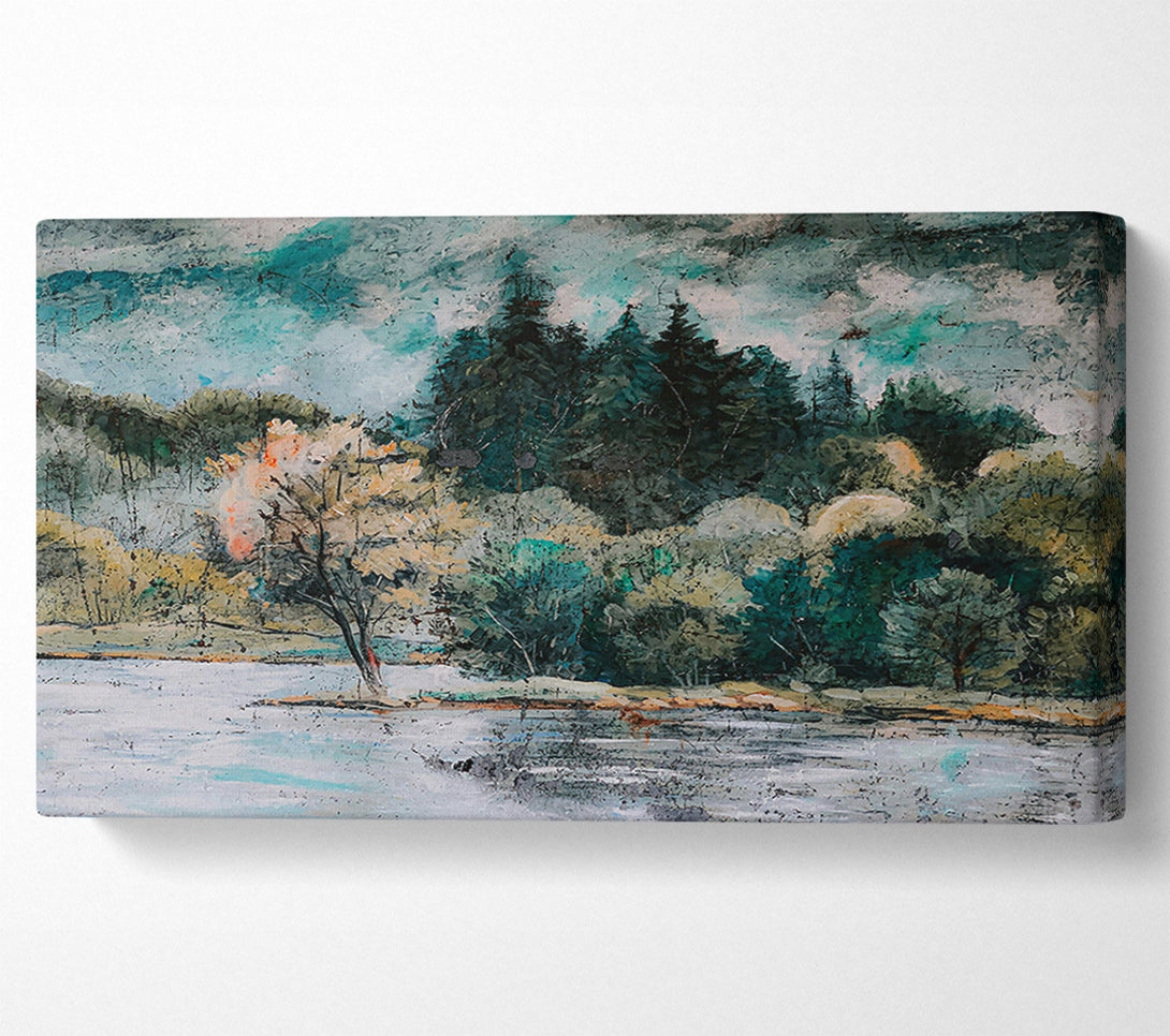  A Canvas Print of Teal Lake Reflections Canvas Art