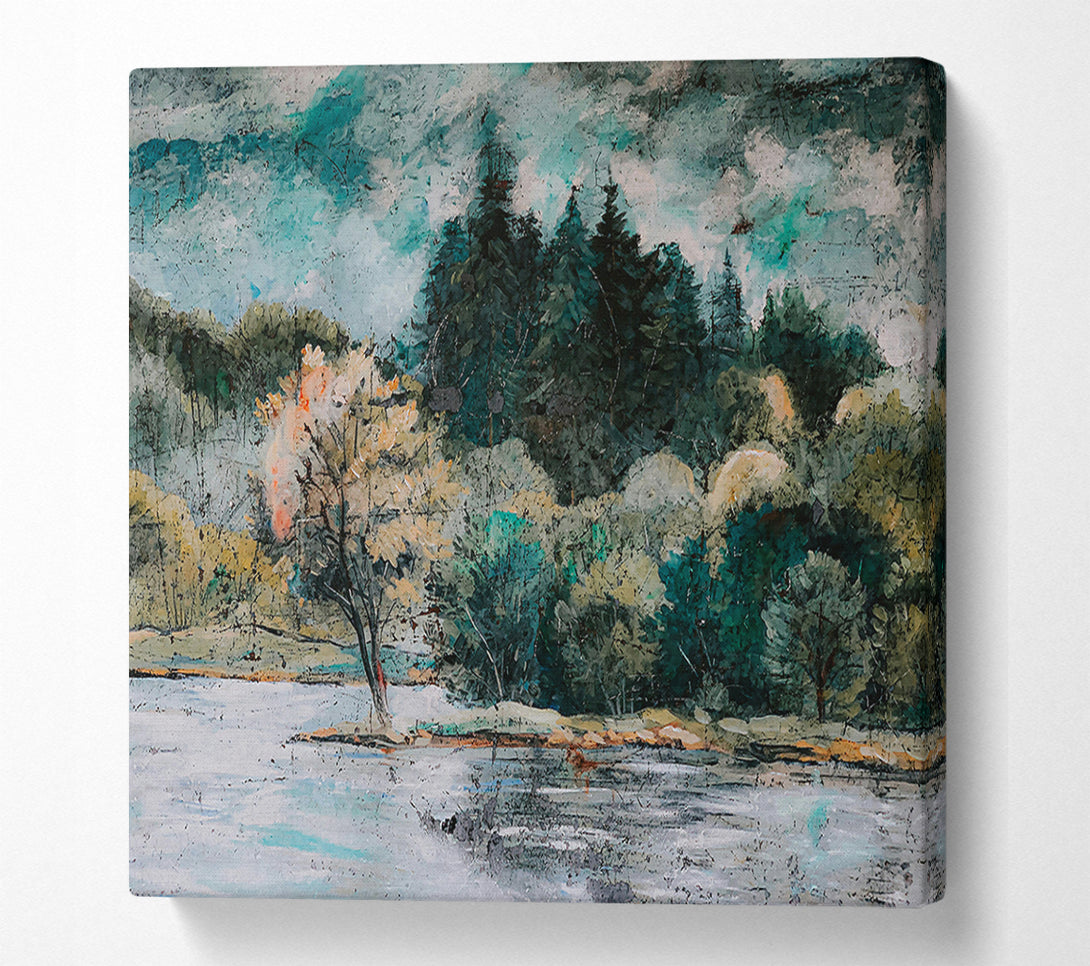  A Canvas Print of Teal Lake Reflections Canvas Art