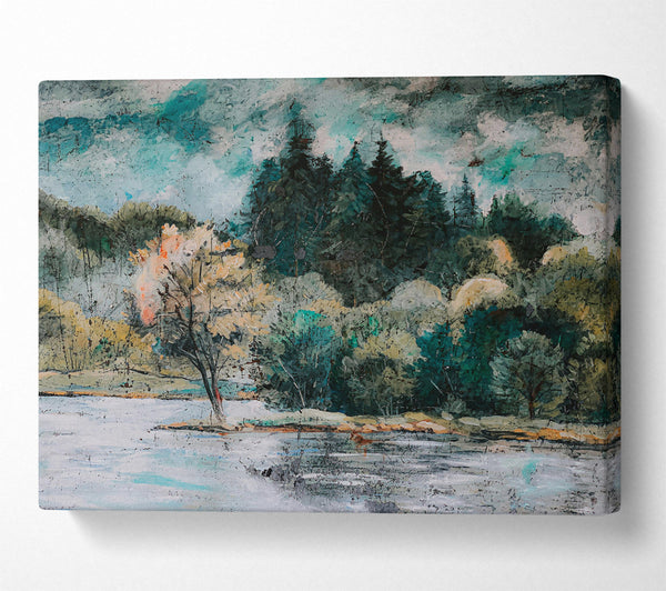  A Canvas Print of Teal Lake Reflections Canvas Art