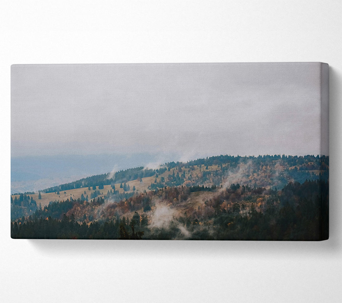  A Canvas Print of Misty Green Peaks Canvas Print