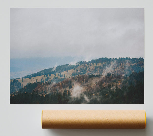 Misty Green Peaks Print