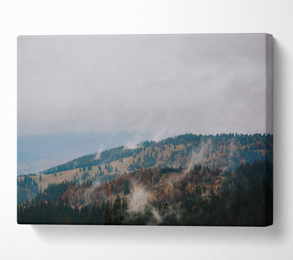  A Canvas Print of Misty Green Peaks Canvas Print