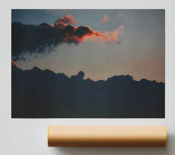 Crimson Cloud Silhouette Poster