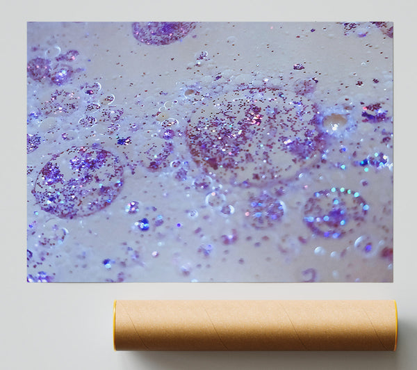 Purple Glitter Bubbles Giclee Print