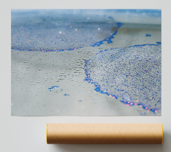 Blue Shimmering Drops Print