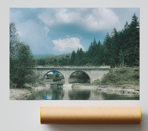 Grey Bridge Through Trees Print
