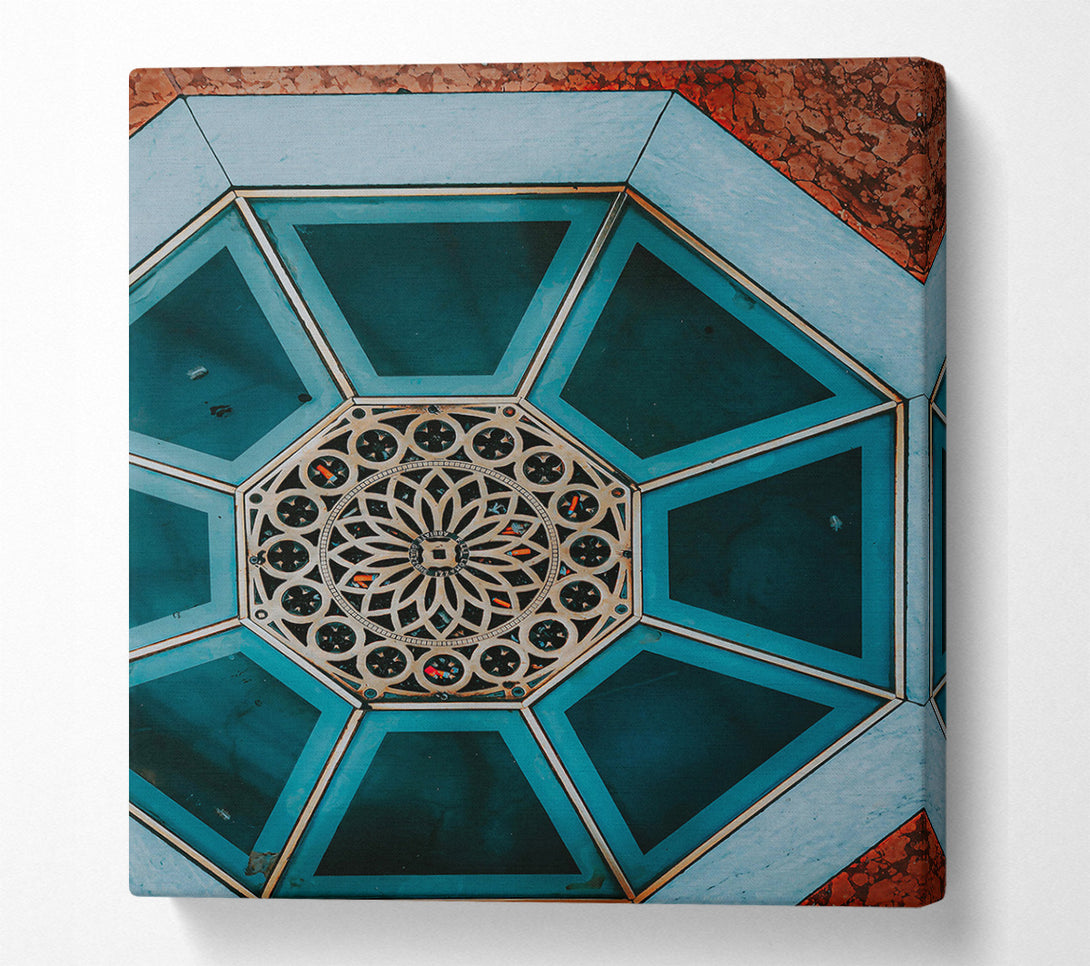  A Canvas Print of Teal Octagonal Design Canvas Print