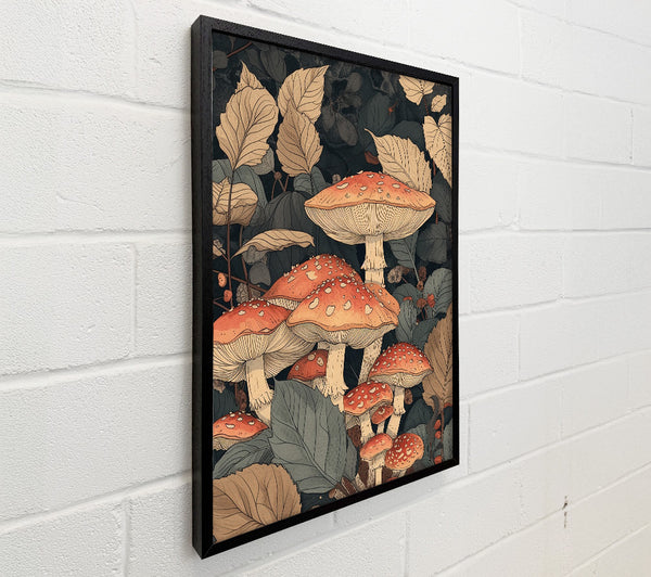 Mushrooms And Leaves