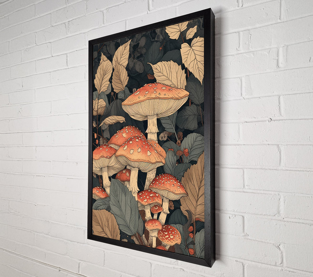  A Canvas Print of Mushrooms And Leaves Canvas Art
