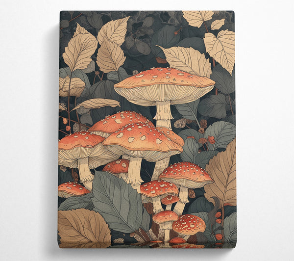  A Canvas Print of Mushrooms And Leaves Canvas Art