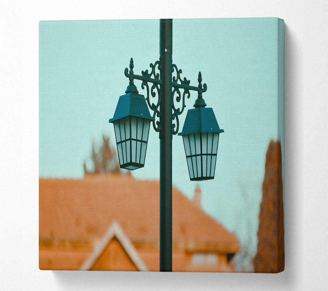  A Canvas Print of Blue Dusk Street Lights Canvas Print