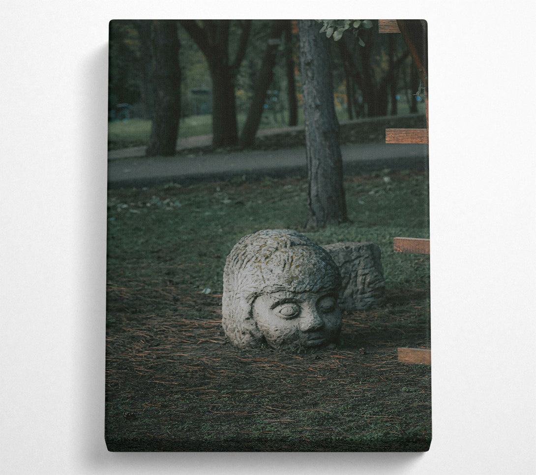  A Canvas Print of Stone Face In Green Canvas Print