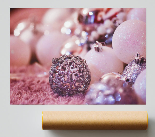Pink Glittering Orbs Poster