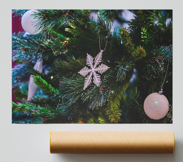 White Snowflake Ornament Giclee Print