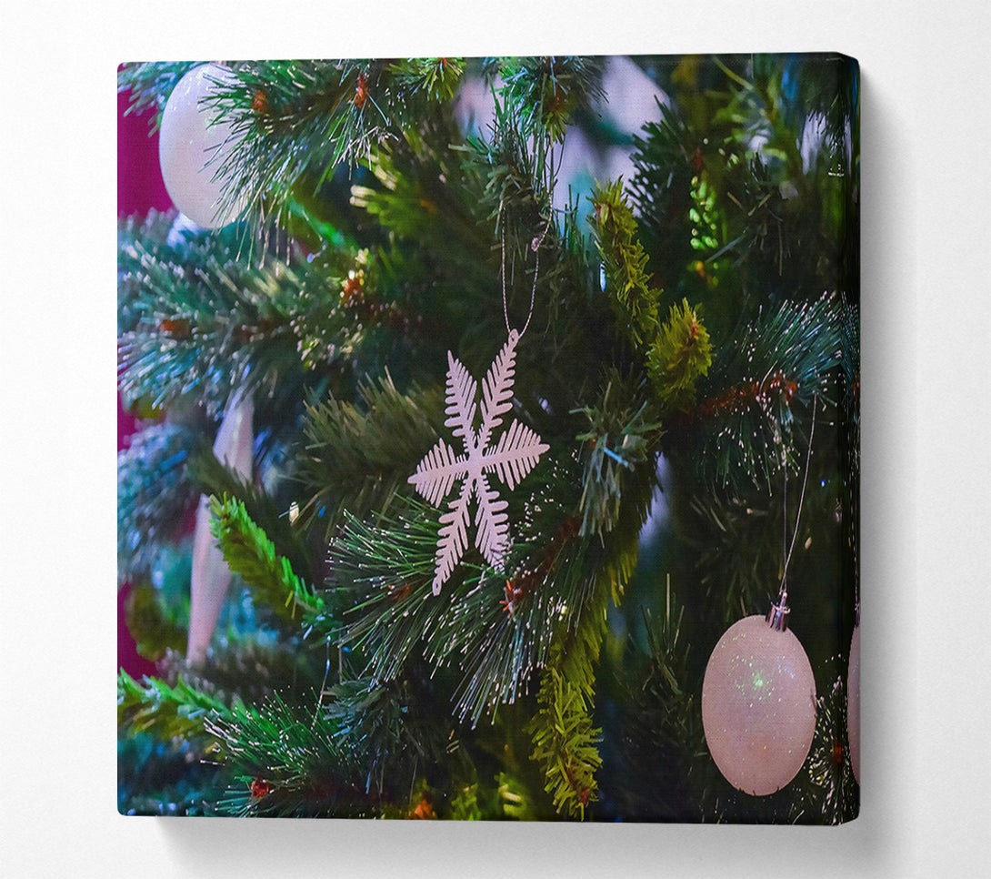  A Canvas Print of White Snowflake Ornament Canvas Wall Art