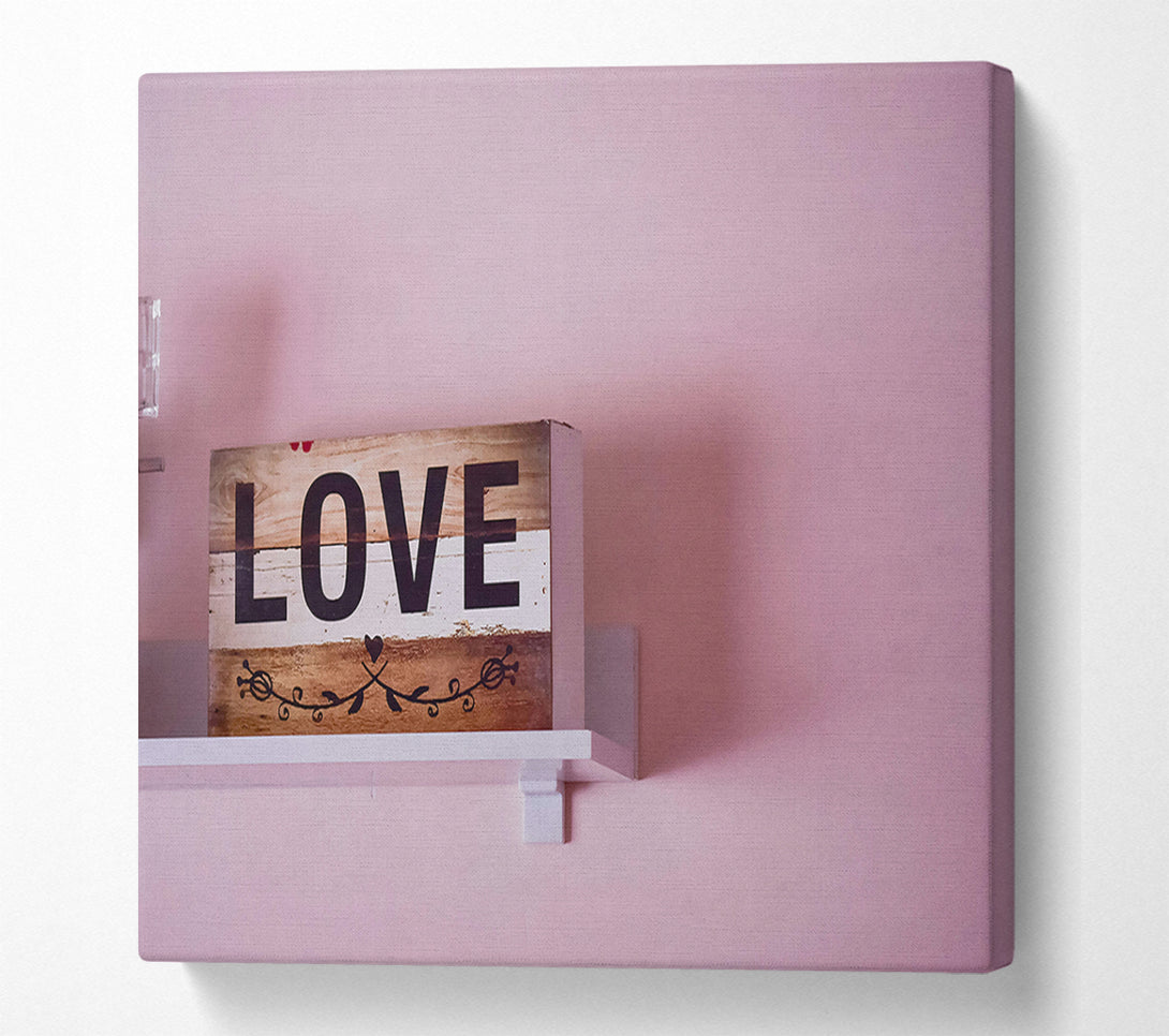  A Canvas Print of Pink Love Sign Canvas Wall Art
