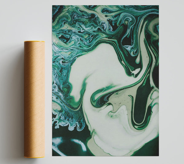 Emerald Swirls And Streams Print