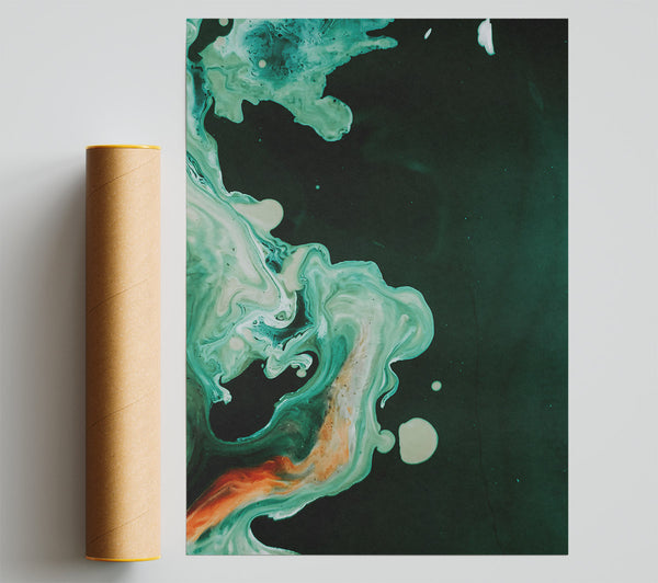 Emerald Swirls And Splashes Poster