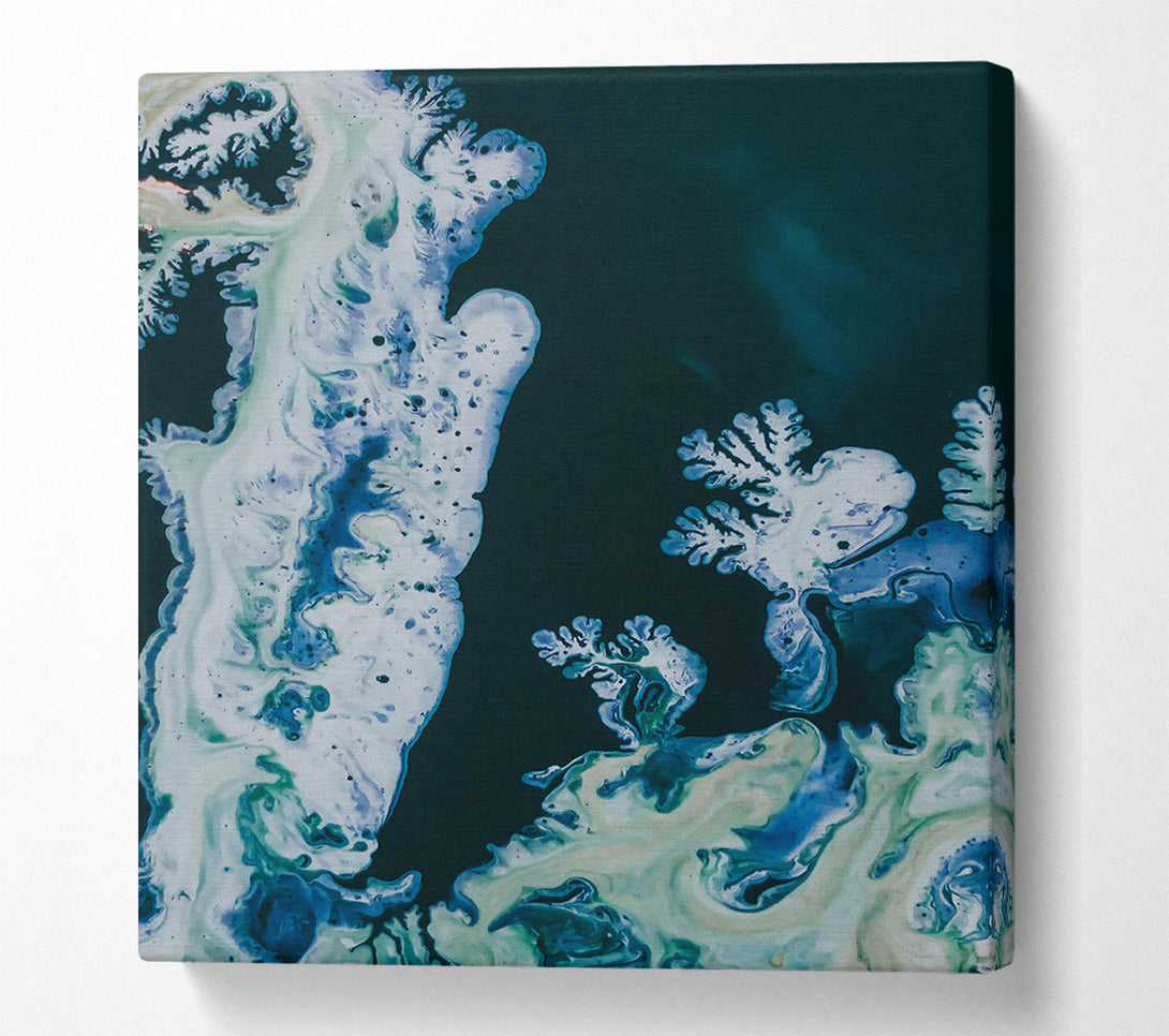  A Canvas Print of Azure Swirling Shapes Canvas Art