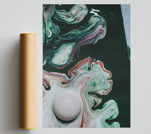Emerald Swirls And Drops Print