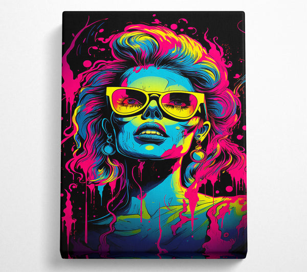  A Canvas Print of Neon Cyberpunk Girl Splash Canvas Wall Art