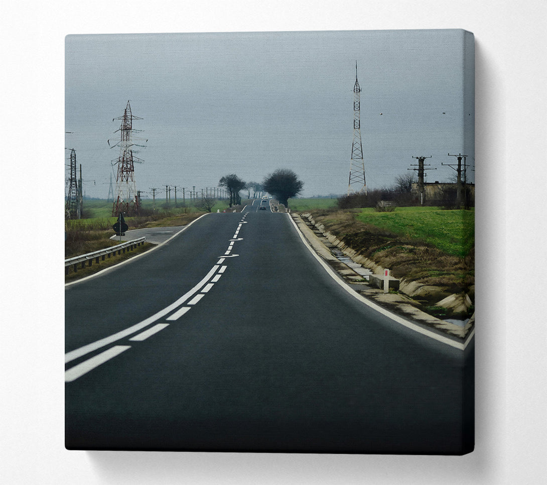  A Canvas Print of Blacktop Towards The Grey Canvas Wall Art