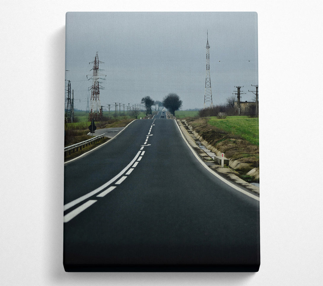  A Canvas Print of Blacktop Towards The Grey Canvas Wall Art