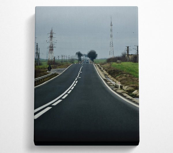  A Canvas Print of Blacktop Towards The Grey Canvas Wall Art