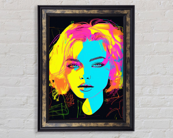 Neon Face Framed Print