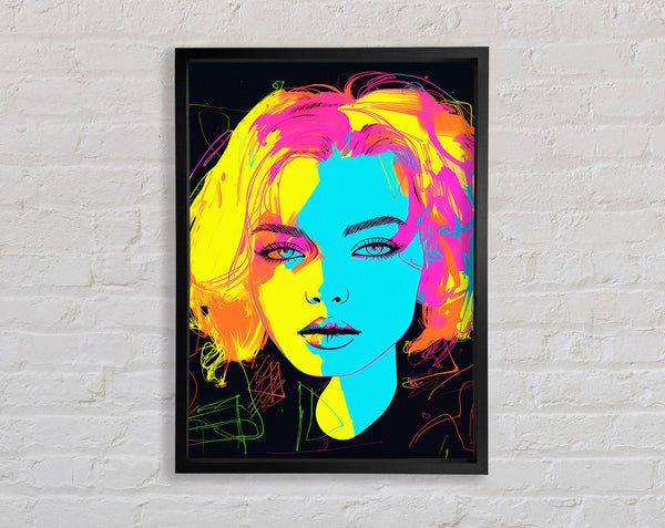 Neon Face Framed Print