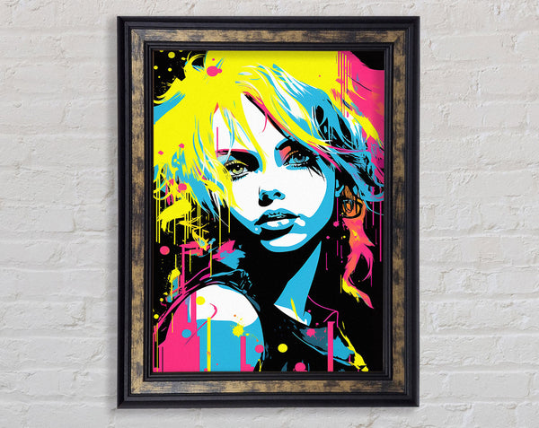 Neon Lady Vector Framed Print