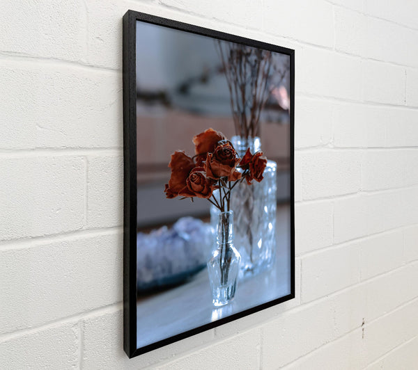 Brown Roses In Glass