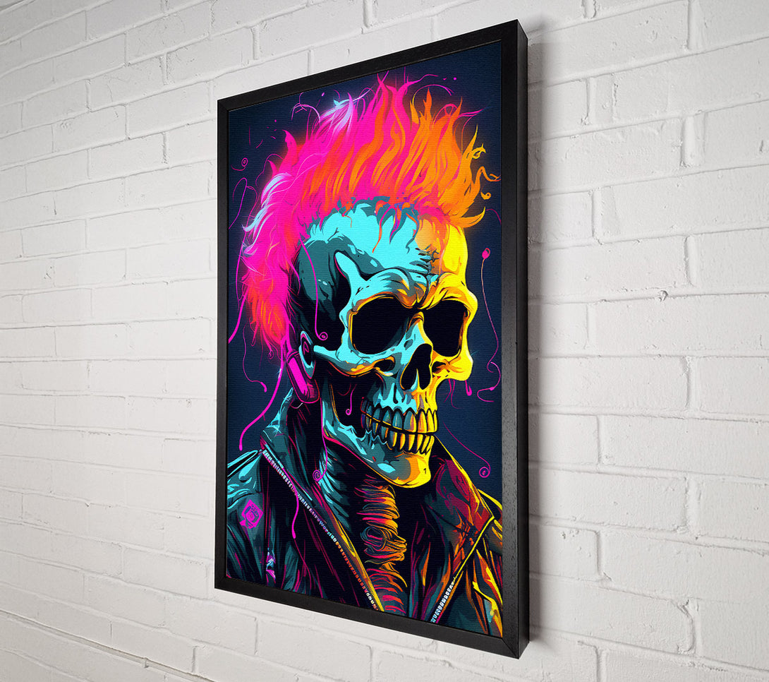 A Canvas Print of Neon Punk Skeleton Canvas Print