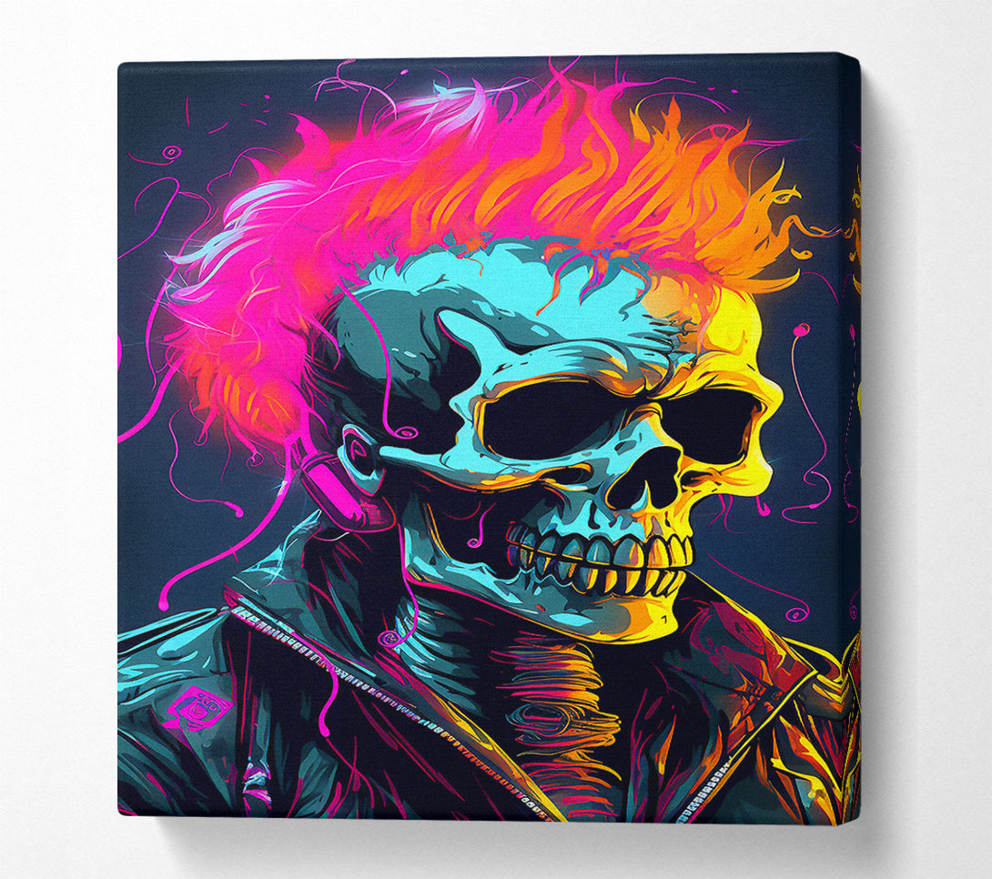  A Canvas Print of Neon Punk Skeleton Canvas Print